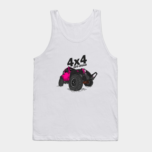 4x4 Off Road Jeep Pink Tank Top by 4x4 Sketch